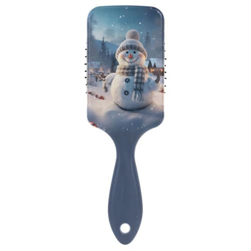 Massage-Haarbürste für Männer, Frauen und Kinder, niedlicher Schneemann, Winter, Weihnachten, Haarbürste für langes, dickes, lockiges, gewelltes, trockenes und geschädigtes Haar von ISAOA