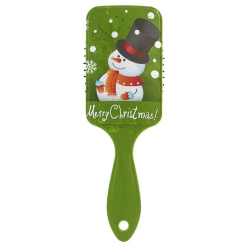 Massage-Haarbürste für Männer, Frauen und Kinder, schöner Schneemann, Frohe Weihnachten, Haarbürste für langes, dickes, lockiges, gewelltes, trockenes und geschädigtes Haar von ISAOA