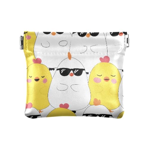 Mit Sonnenbrillen-Huhn-Muster, Münzgeldbörse, Kleingeldfach, PU-Leder, Mini-Geldbörse, Münzfach für Damen, Mädchen, Herren Mit Sonnenbrillen-Huhn-Muster, Münzgeldbörse, Kleingeldfach, PU-Leder, Mini-Geldbörse, Münzfach für Damen, Mädchen, Herren von ISAOA