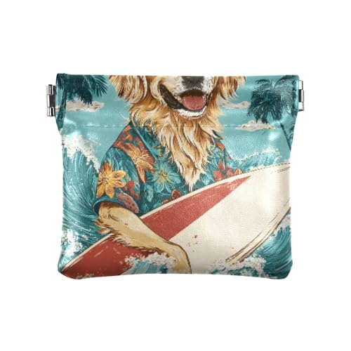 Münzgeldbörse für Welpen, Surfbrett, Kleingeldfach, PU-Leder, Mini-Geldbörse, Münzfach für Damen, Mädchen, Herren von ISAOA