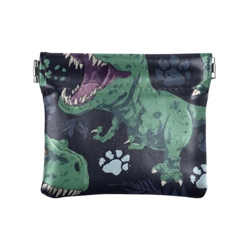 Münzgeldbörse mit Dinosaurier-Fußabdruck-Muster, PU-Leder, Mini-Geldbörse, Münzfach für Damen, Mädchen, Herren von ISAOA