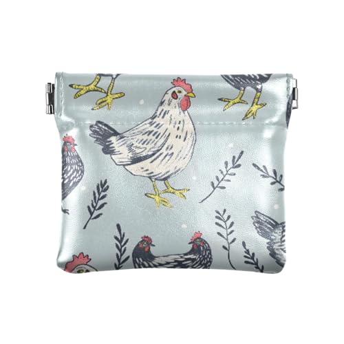 Münzgeldbörse mit Huhn und Gras, Kleingeldfach, PU-Leder, Mini-Geldbörse, Münzfach für Damen, Mädchen, Herren von ISAOA