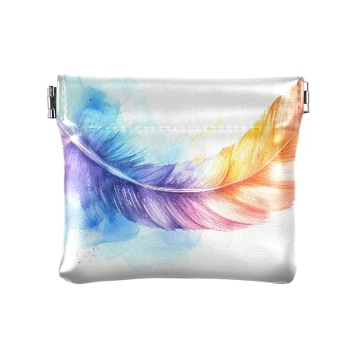 Münzgeldbörse mit Regenbogenkunst, Katze, Feder-Design, Kleingeldfach, PU-Leder, Mini-Geldbörse, Münzfach für Damen, Mädchen, Herren Münzgeldbörse mit Regenbogenkunst, Katze, Feder-Design, Kleingeldfach, PU-Leder, Mini-Geldbörse, Münzfach für Damen, Mädchen, Herren von ISAOA