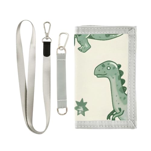 Niedliche, handbemalte grüne Dinosaurier-Kindergeldbörse für Jungen und Mädchen, Kleinkind-Geldbörse mit Münzfach mit Reißverschluss und Kartenhaltern, Neuheit Geldbörse für Kindergeburtstagsgeschenke von ISAOA