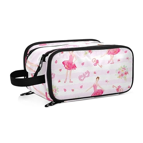 Niedliche Ballerinas mit BlumeReise Kulturbeutel für Frauen Mädchen Männer Tragbare Wasserdichte Waschtasche Kosmetiktasche Make-up Fall, #7, Einheitsgröße, Beauty Case von ISAOA