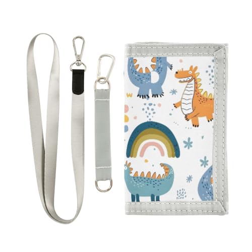 Niedliche Dinosaurier-Wolken Kinder-Geldbörse für Jungen und Mädchen, Kleinkind, dreifach gefaltete Geldbörse mit Münzfach mit Reißverschluss und Kartenhaltern, Neuheit Geldbörse für von ISAOA