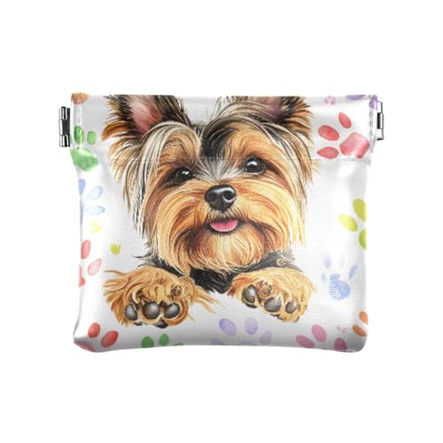 Niedliche Hundepfotenabdrücke Münzgeldbörse, Kleingeldfach, PU-Leder, Mini-Geldbörse, Münzfach für Damen, Mädchen, Herren von ISAOA