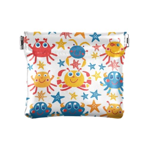 Niedliche Krabbensterne Quetsch-Münzgeldbörse, Kleingeldhalter, PU-Leder, Mini-Geldbörse, Münzfach für Damen, Mädchen, Herren von ISAOA