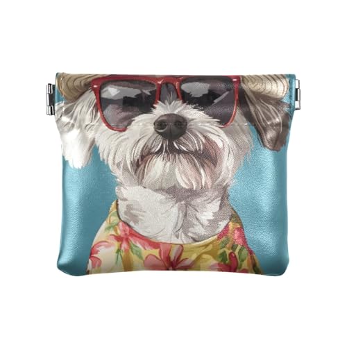 Niedlicher Hund mit Blumenhut und Sonnenbrille, Münzgeldbörse, Kleingeldhalter, PU-Leder, Mini-Geldbörse, Münzfach für Damen, Mädchen, Herren Niedlicher Hund mit Blumenhut und Sonnenbrille, Münzgeldbörse, Kleingeldhalter, PU-Leder, Mini-Geldbörse, Münzfach für Damen, Mädchen, Herren von ISAOA