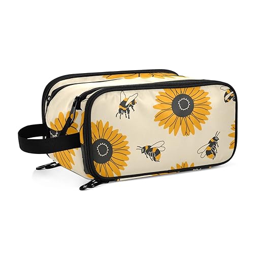 Orange Sonnenblume BeeTravel Kulturbeutel für Frauen Mädchen Männer Tragbare Wasserdichte Waschtasche Kosmetiktasche Make-up Fall, #4, Einheitsgröße, Beauty Case von ISAOA