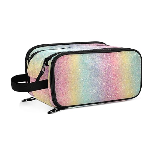 Rainbow Glitter GradientTravel Kulturbeutel für Frauen Mädchen Männer Tragbare Wasserdichte Waschtasche Kosmetiktasche Make-up Fall, #5, Einheitsgröße, Beauty Case von ISAOA