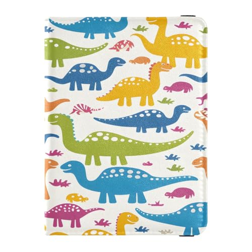 Reisepasshülle, Brieftasche, Impfkartenhalter, Leder, Kartenetui, Dinosaurier, Reisedokumenten-Organizer, Grün / Violett von ISAOA