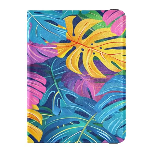 Reisepasshülle, Brieftasche, Impfkartenhalter, Leder, Kartenetui, Dinosaurier-Baum, bunte Blätter, Reisedokumenten-Organizer von ISAOA