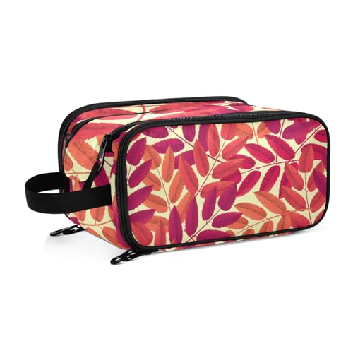 Retro Herbst Rowan Blätter Reise Kulturbeutel für Frauen Mädchen Männer Tragbare Wasserdichte Waschtasche Kosmetiktasche Make-up Fall, #1, Einheitsgröße, Beauty Case von ISAOA