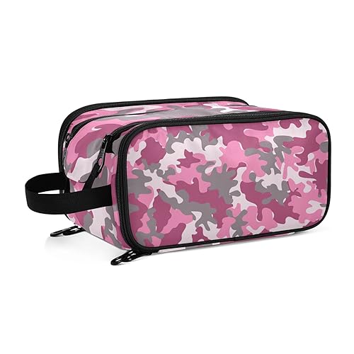 Rosa CamouflageTravel Kulturbeutel für Frauen Mädchen Männer Tragbare Wasserdichte Waschtasche Kosmetiktasche Make-up Fall, #11, Einheitsgröße, Beauty Case von ISAOA