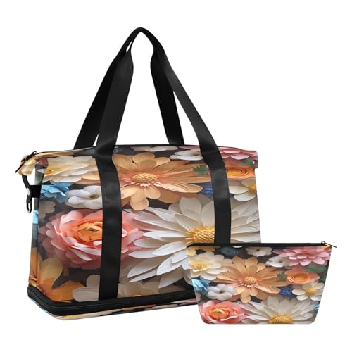 Sporttasche, Reisetasche, Reisetasche, Wochenendtasche, Übernachtungstasche, mit Nassfach, Schuhfach und Kulturbeutel, Weiß, Orange, Gelb, für Damen und Herren, multi Sporttasche, Reisetasche, Reisetasche, Wochenendtasche, Übernachtungstasche, mit Nassfach, Schuhfach und Kulturbeutel, Weiß, Orange, Gelb, für Damen und Herren, multi von ISAOA