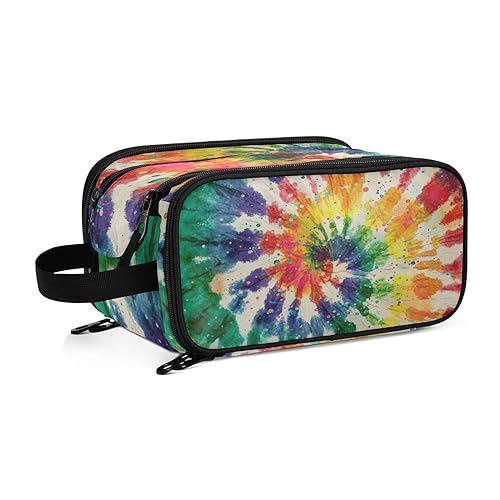 Tie Dye Rainbow BohoTravel Kulturbeutel für Frauen Mädchen Männer Tragbare Wasserdichte Waschtasche Kosmetiktasche Make-up Fall, #16, Einheitsgröße, Beauty Case von ISAOA