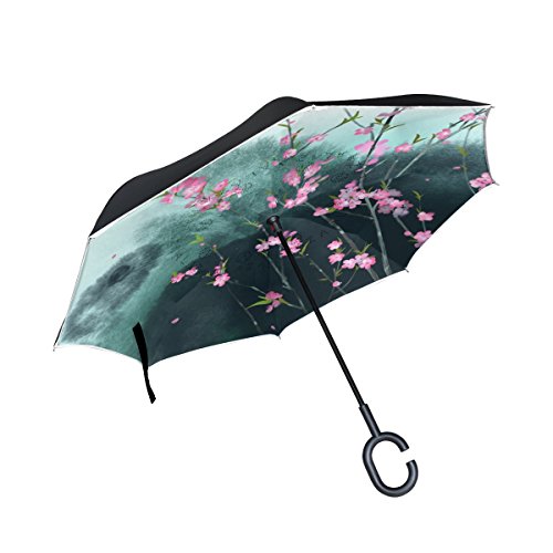 isaoa Gro?e Schirm Regenschirm Winddicht Doppelschichtige seitenverkehrt Faltbarer Regenschirm,C-f?rmigem Henkel Regenschirm Regenschirm im Spring-Stil f¨¹r M?nner und Frauen von ISAOA