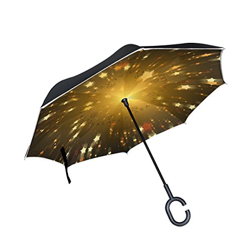 isaoa Gro?e Schirm Regenschirm Winddicht Doppelschichtige seitenverkehrt Faltbarer Regenschirm f¨¹r Auto Regen Au?eneinsatz,C-f?rmigem Henkel Regenschirm Glanz Sonnenschirm f¨¹r Damen und Herren von ISAOA
