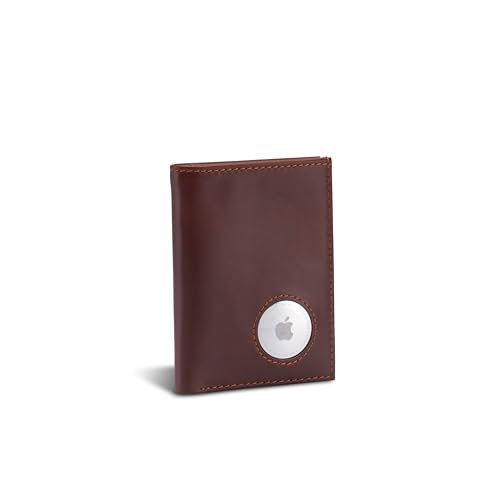 ISENTIALS AirTag* Leder Wallet in braun – Kompaktes Slim Design für Herren & Damen, mit RFID-Schutz, Kartenfächern, Münzfach & Einkaufswagenchip, Flexible Apple Tracker Halterung von ISENTIALS