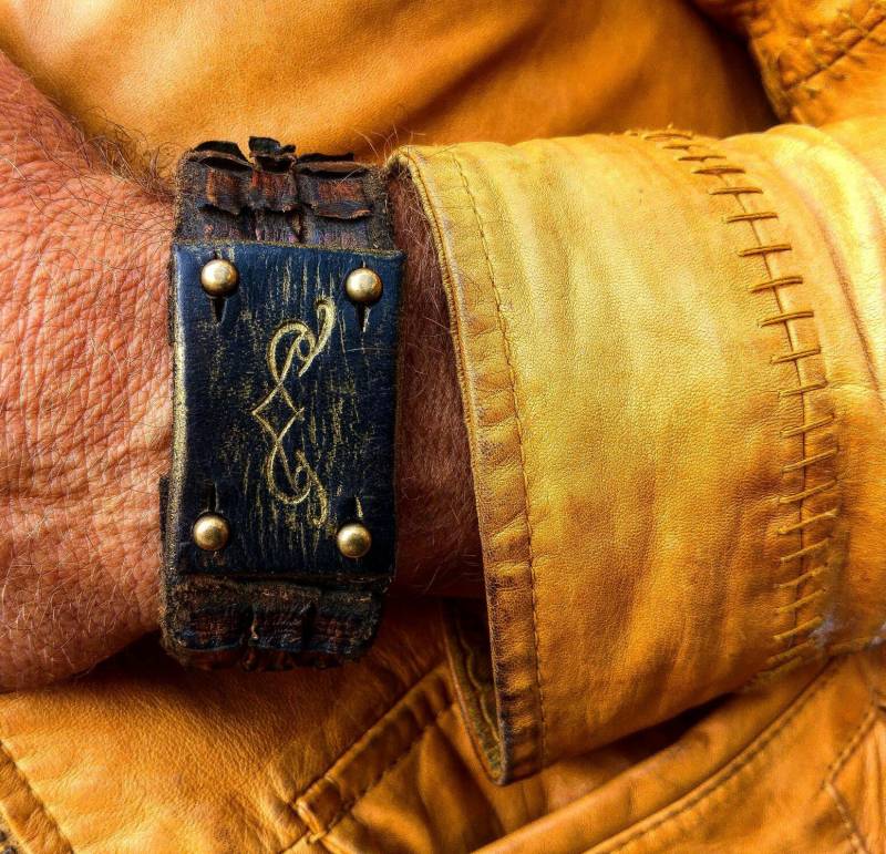 Herren Leder Manschette Armband - Braun Wickelstil Echtes Handgefertigt von ISHAOR