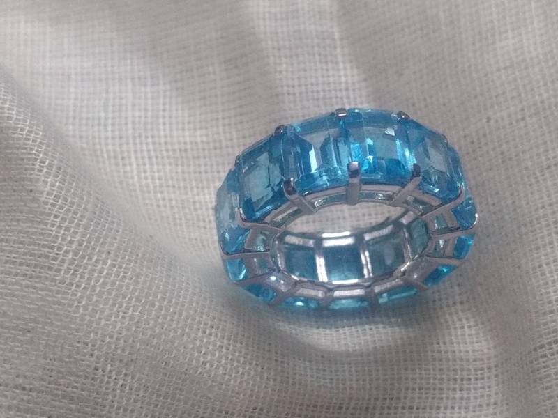 Blautopas Eternity Ring Ehering Aus 14K Weißgold von ISHQQ