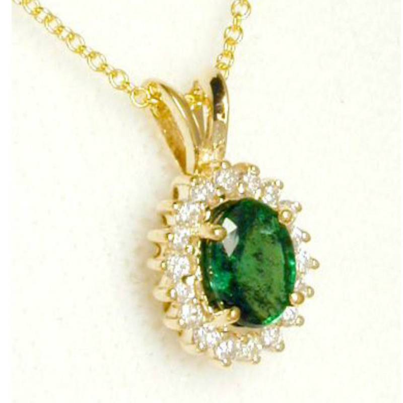 Die Meisten Überlegene Qualität Natürliche Unbehandelte Smaragd Diamant Anhänger 18K Gold von ISHQQ