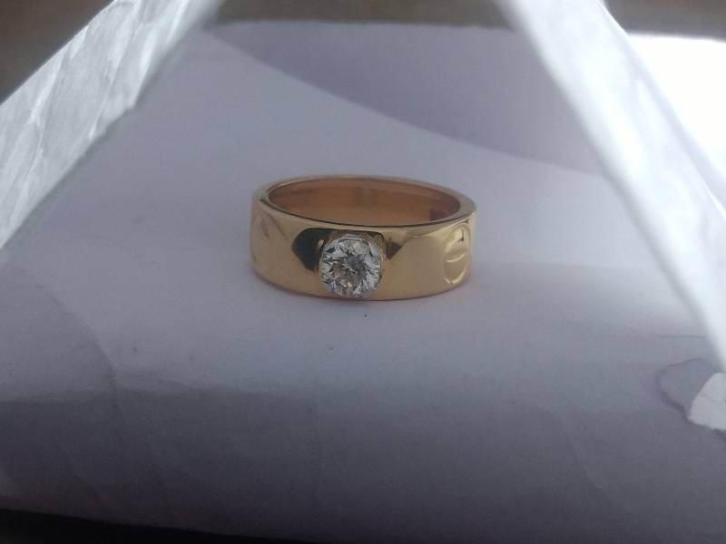 Eleganter Herren Diamant Solitär Ring 14K Gelbgold Verlobung von ISHQQ