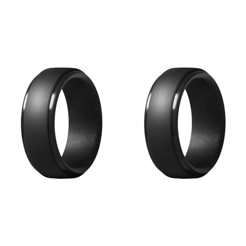 ISKDJBJG 2 Stücke 8Mm Beliebte Schwarze Männer Silikon Coole Ringe Frauen Gummi Ehering Umwelt Sport Ring 11 von ISKDJBJG