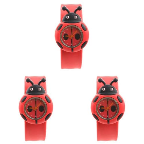 ISKDJBJG 3X Kind Maedchen Marienkaefer Entzueckende Karikatur Silikon Uhr - Farbe: Rot von ISKDJBJG