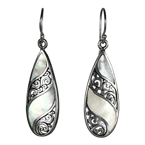 ISLAND PIERCINGS 925er Silber und Perlmutt Ohrringe Hänger Tropfen SER333 von Island Piercings
