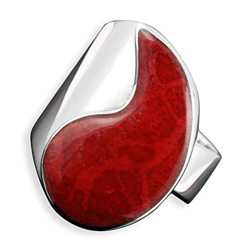 Island Piercings Edler 925er Silber Ring roter Stein Silberring Design Handarbeit SR140 von Island Piercings