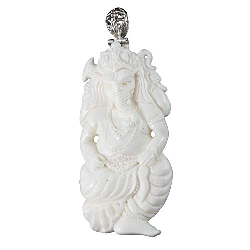 Island Piercings Handgefertigter Amulett Anhänger Ganesha aus Knochen und Silber PB158 von Island Piercings