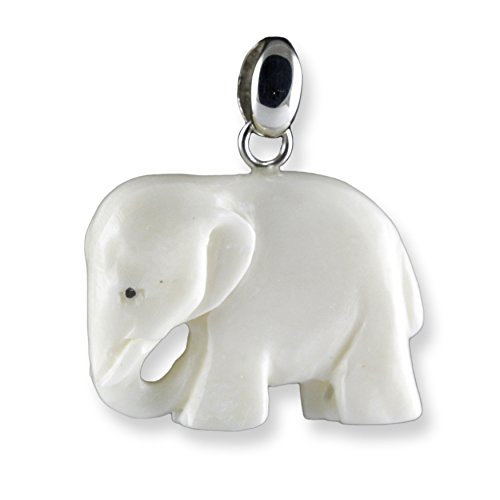 Island Piercings Handgefertigter Anhänger weisser Elefant aus Knochen und Silber PB370 von Island Piercings
