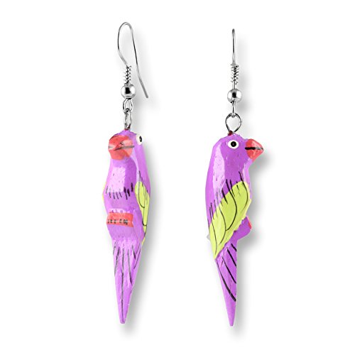 ISLAND PIERCINGS Papagei Ohrringe Hänger Handarbeit Holz Farbauswahl ER273 von Island Piercings