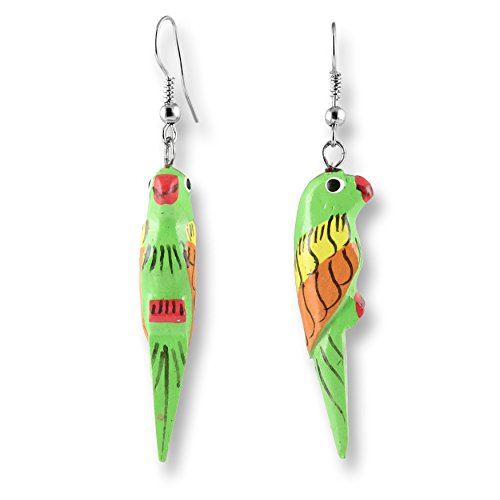 ISLAND PIERCINGS Papagei Ohrringe Hänger Handarbeit Holz Farbauswahl ER274 von Island Piercings