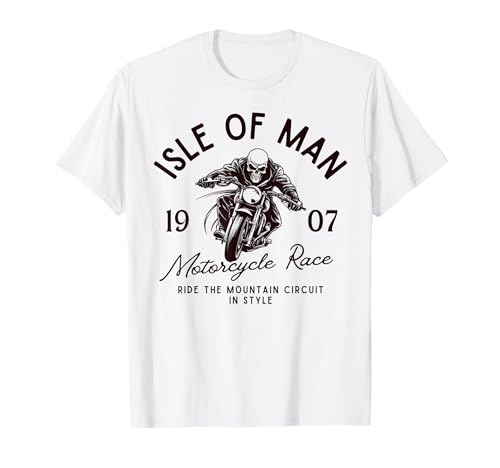 Vintage Isle of Man TT Races Retro Skull Motorrad Race T-Shirt Vintage Isle of Man TT Races Retro Skull Motorrad Race T-Shirt von ISLE OF MAN MOTORCYCLE RACING APPAREL CO.