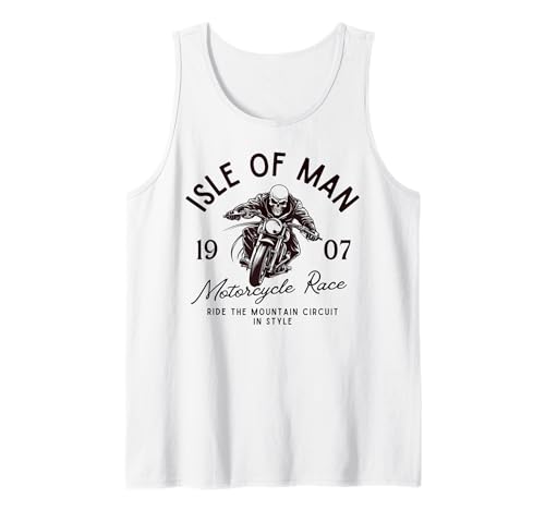 Vintage Isle of Man TT Races Retro Skull Motorrad Race Tank Top Vintage Isle of Man TT Races Retro Skull Motorrad Race Tank Top von ISLE OF MAN MOTORCYCLE RACING APPAREL CO.
