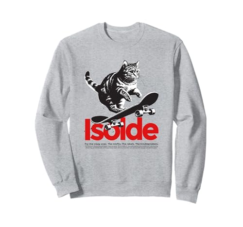 ISOLDE - Schöner Mädchen Name mit Katze & Skateboard Sweatshirt von ISOLDE Tochter Enkel Geburtstag Geschenkideen