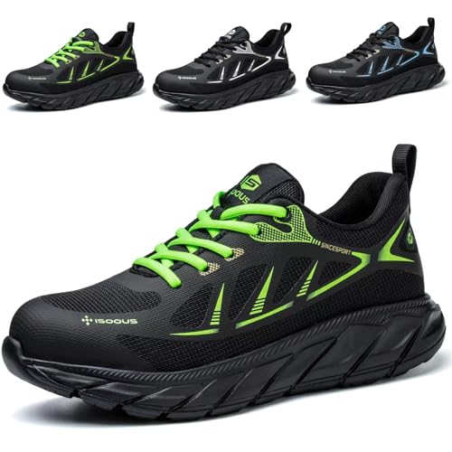 ISOOUS Arbeitsschuhe Herren Sicherheitsschuhe Damen Stahlkappenschuhe Sportlich Atmungsaktiv Schutzschuhe rutschfest Grün 38 von ISOOUS