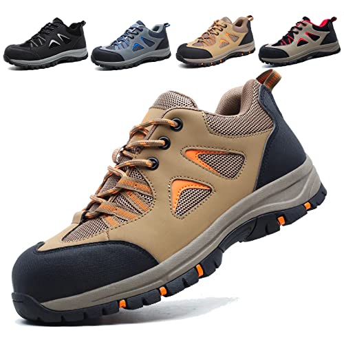 ISOOUS Sicherheitsschuhe Herren Damen Leicht Arbeitsschuhe Stahlkappenschuhe Atmungsaktiv Anti-Smashing Anti-Piercing Braun 37 von ISOOUS