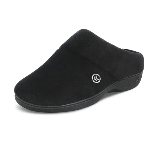 Isotoner Damen Cuddly Terry Clog With Soft Memory Foam, Arch Support and Sole for Indoor Outdoor Use slippers, Schwarz, 37 EU von Isotoner