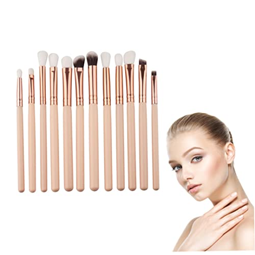 12pcs Eye Make -up Pinsel Set Professionelles Augenbürste Lidschatten Mixer Augenbrauen Eyeliner Highlighter Pinsel Essentielles Concealer Cosmetics Tool (Beige) von ISOYTERO