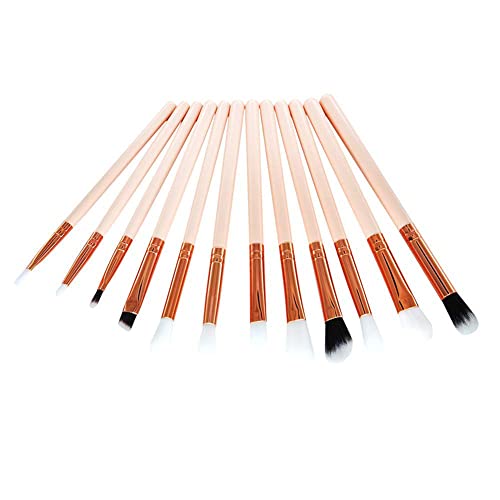 12pcs Eye Make -up Pinsel Set professioneller Augenbürsten Lidschatten Mixer Augenbrauen Eyeliner Highlighter Pinsel Essentielles Concealer Cosmetics Tool (Beige) von ISOYTERO