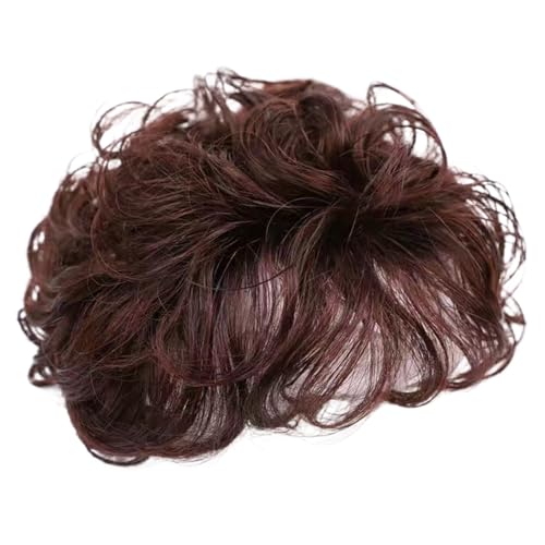 Haaropper für Frauen Curly Synthetic Hair Topper mit Pony 5.1 '' atmungsaktive Topper Stücke flauschiger Clip in natürlicher Perücke zum Ausdünnen oder Verlust dunkelbraun F F. von ISOYTERO