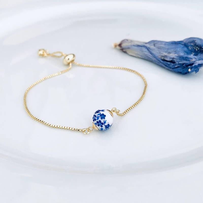 Armband Damen, Porzellan Armband, Keramik Gold, Edelstahl von ISQUS