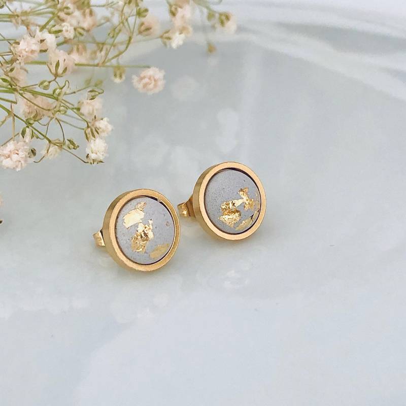 Beton Ohrstecker, Edelstahl Gold, Geschenk Für Tochter von ISQUS