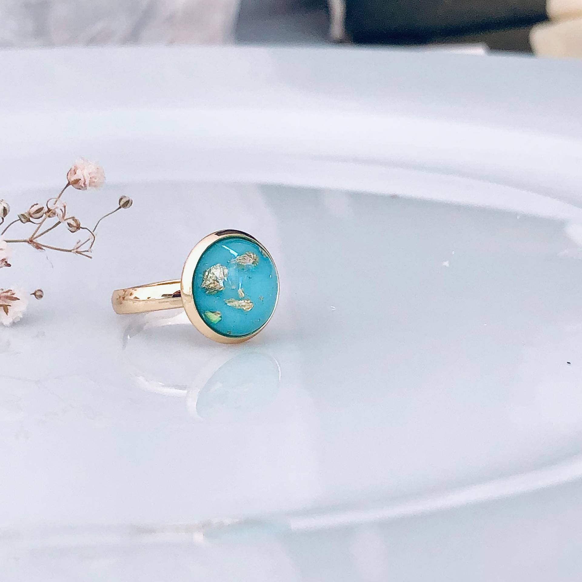 Ring, Türkis Ring, Ring Verstellbar , 14K Gold Geschenk Für Freundin von ISQUS