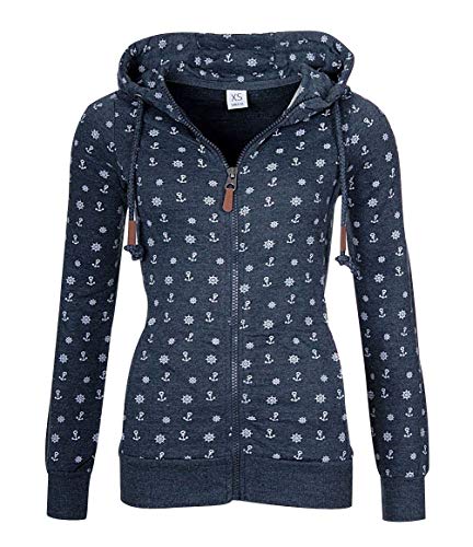 Sweatjacke Damen Kapuzenjacke Oversized Sweatshirt Hoodie Jacke Damen mit Kapuze Hoodies Sweatshirtjacke Kapuzensweatjacke Sweatjacken Frauen Kapuzenpullover Pullover Mit Reißverschluss Damen Blau L von ISSHE