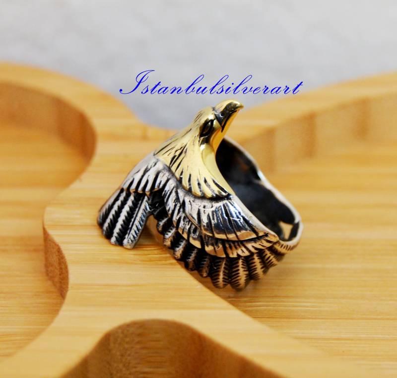 Handgefertigte Sterling Silber Adler Ring - Verstellbarer Vogel von ISTANBULSILVERART